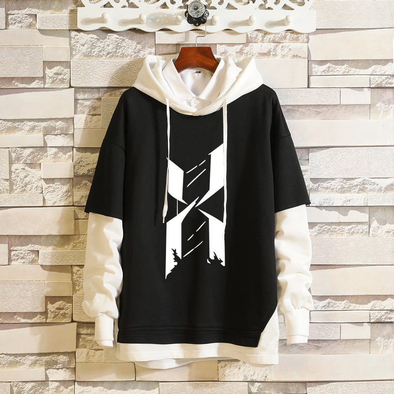 Mid-Length Plus Velvet Hooded Sweater with Long Sleeves