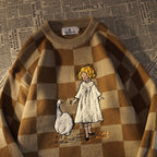 Harajuku Girl Color Block Lattice Sweater 2023