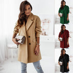 Double-breasted Woolen Coat with Blazer Collar