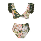 2023 Vintage High Waist Ruffled Bikini Swimwear Set