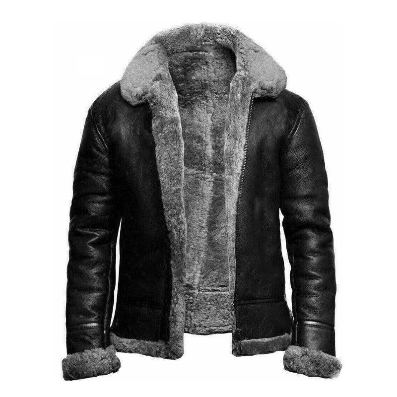 Men's Plush Jacket with Integrated Fur - Warm & Versatile