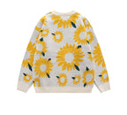 Couples Oversize Knit Sweater with Chrysanthemum Print
