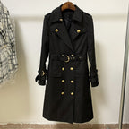 Double-Breasted Belted Long Trench Coat