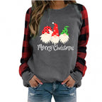 Color Block Plaid Christmas Print Sweater for Women