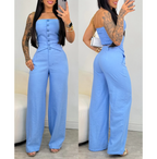 Women’s Tube Top Vest and Wide Leg Pants Set