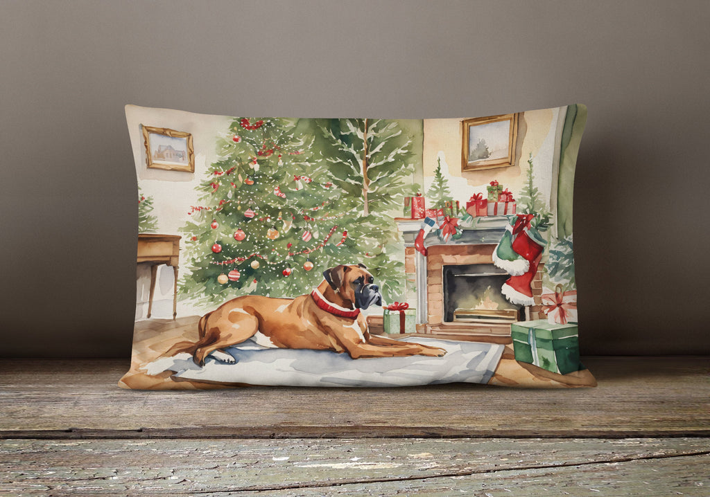 Fawn Boxer Christmas Throw Pillow