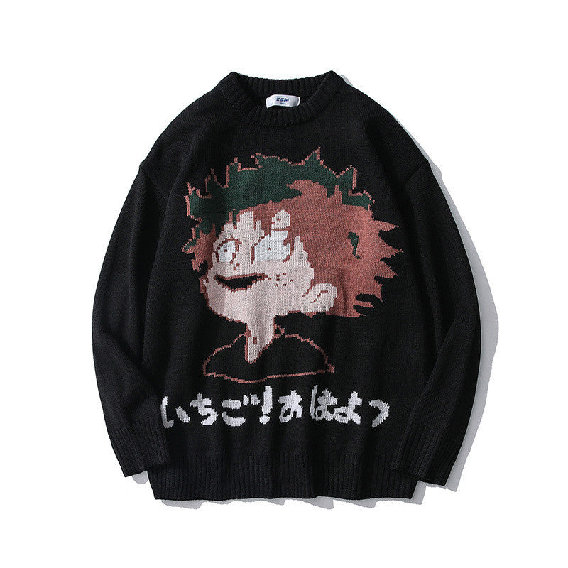 Men's Loose Pullover Cartoon Sweater | Streetwear