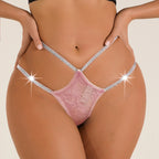 Women's Lace Mesh Seamless Adjustable Thong Panties