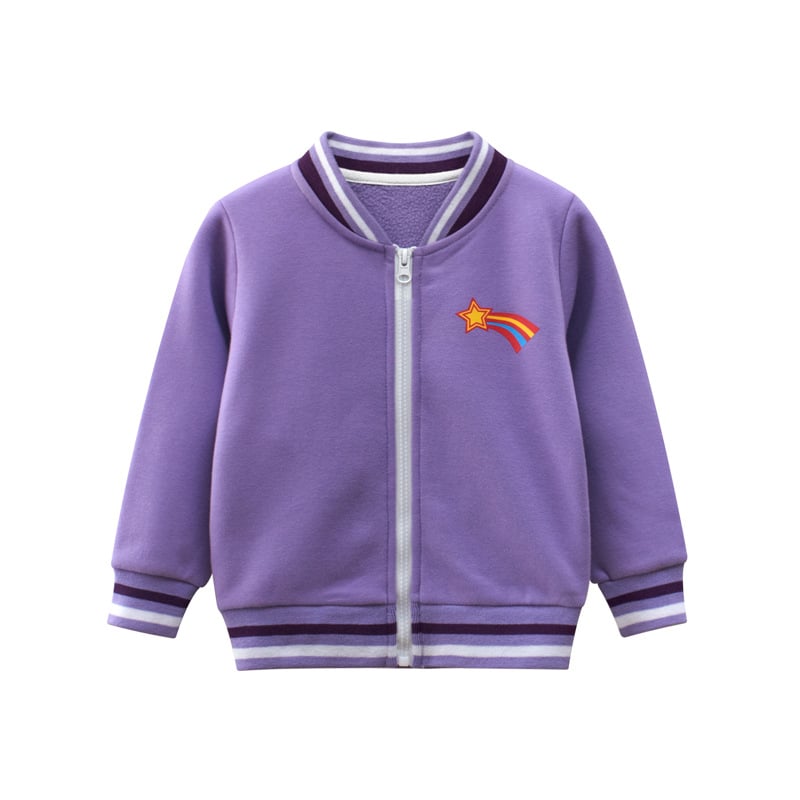 Baby Fleece Jacket with Print and Zipper Design