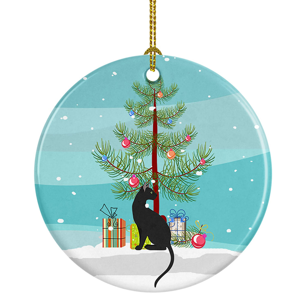 Pantherette Cat Christmas Ceramic Ornament