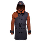 Mid-length Wool Trench Coat with Hood and Belt