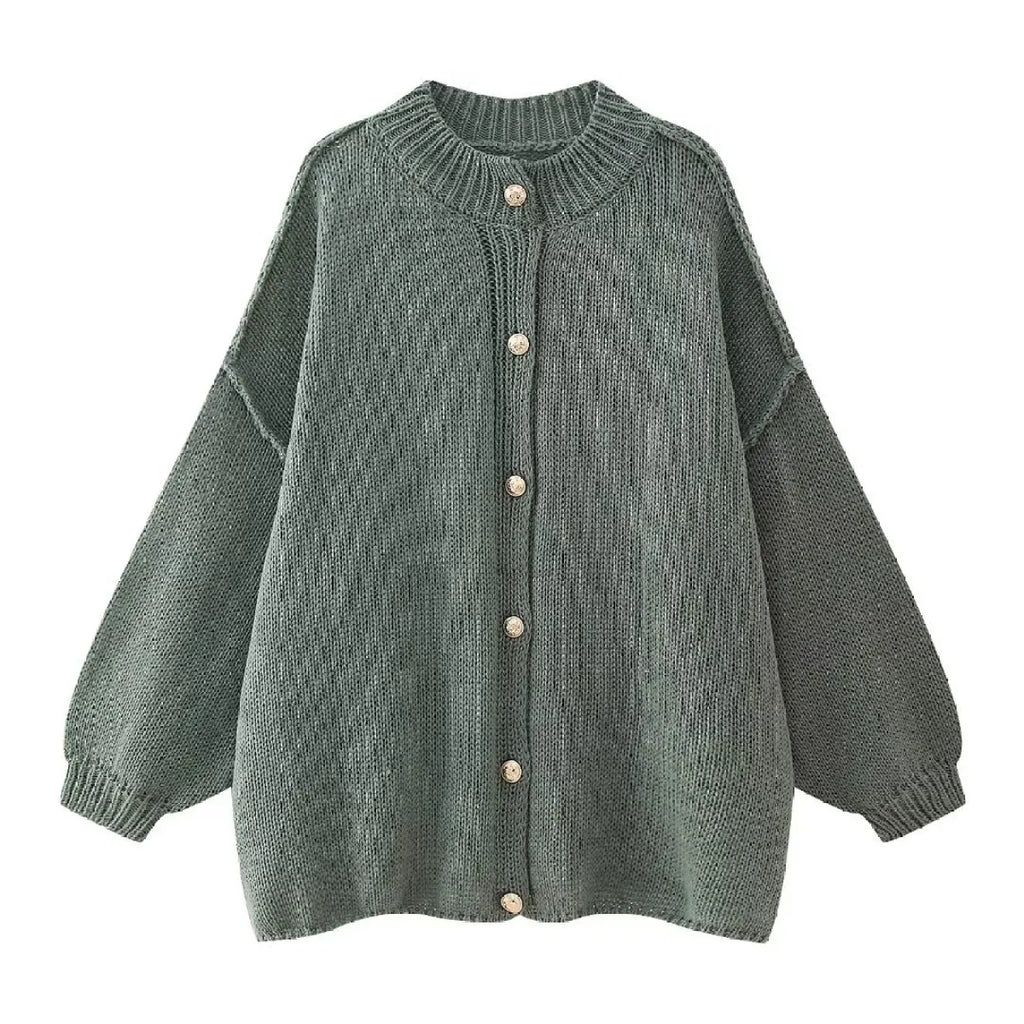 French Loose Round Neck Cardigan Sweater