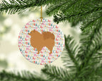 Pomeranian Merry Christmas Ceramic Ornament