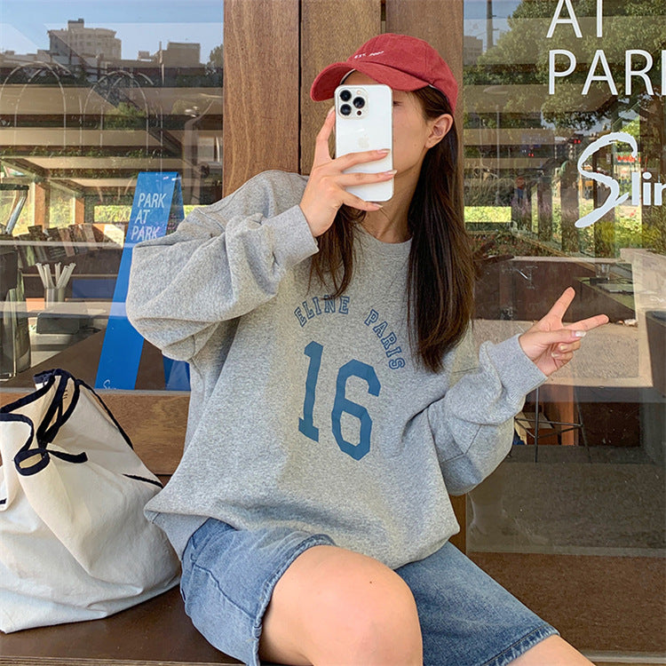 Women's Oversized Long Sleeve Letter Print Sweater