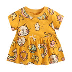 Cartoon Printed Summer Dress for Baby Girls