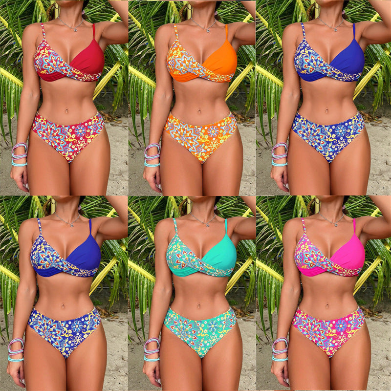 Trendy Cross-Border Bikini with Ethnic Print Design