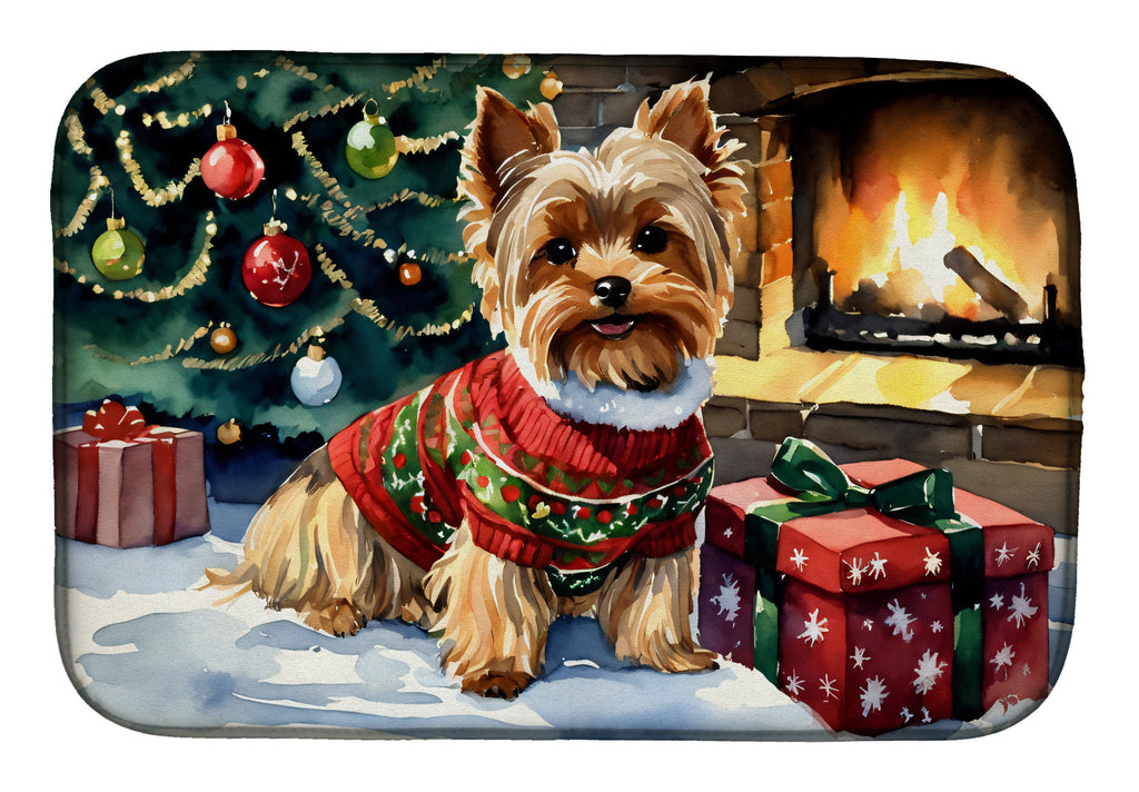 Yorkshire Terrier Cozy Christmas Dish Drying Mat