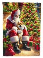 Shiba Inu and Santa Claus Garden Flag