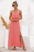 Floral Split Dress - Women's Fashion Tube Top