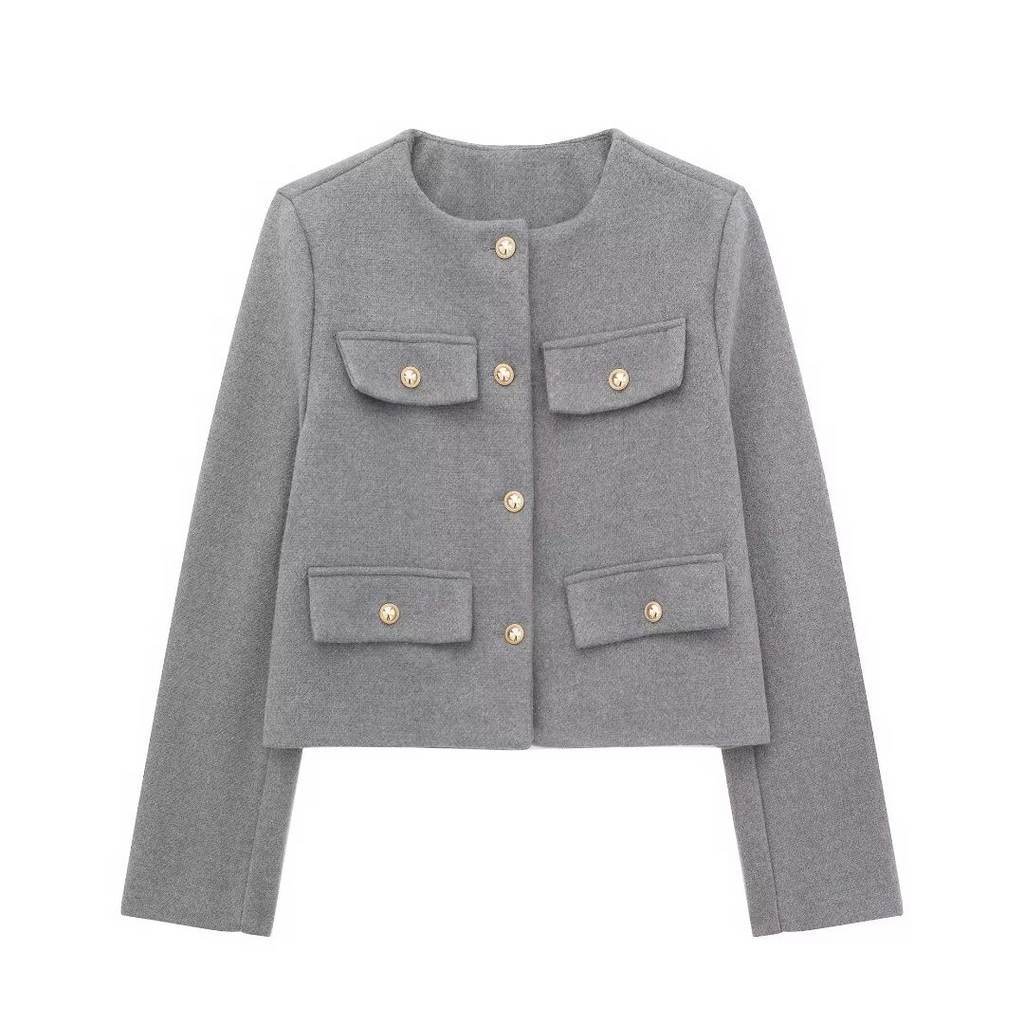 Fashion Casual Flip Trim Short Coat