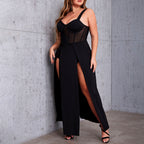 Plus Size Women's Party Dress with Corset & Split Hem