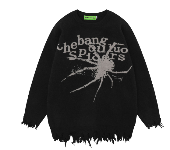 Crocheted Round Neck Long Sleeve Pullover Sweater | Streetwear
