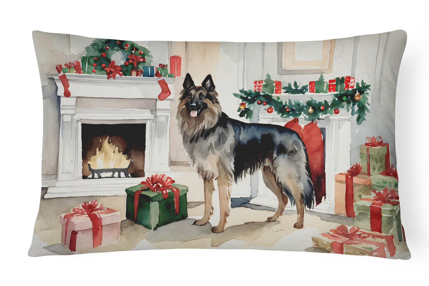 Belgian Tervuren Christmas Throw Pillow