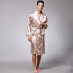 Printed Dragon Pattern Long-Sleeved Nightgown Robe