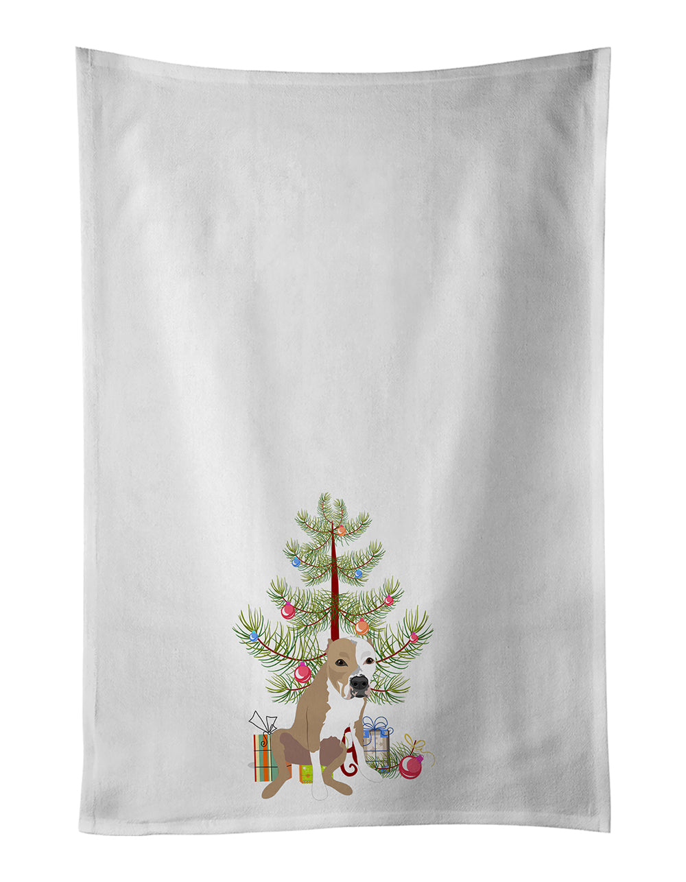 Pit Bull Fawn #4 Christmas Kitchen Towel Set of 2