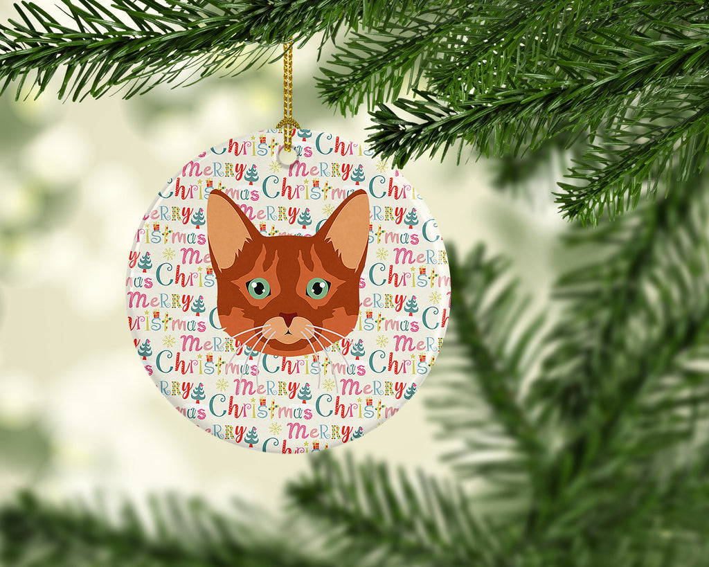 Somali Cat Christmas Ceramic Ornament