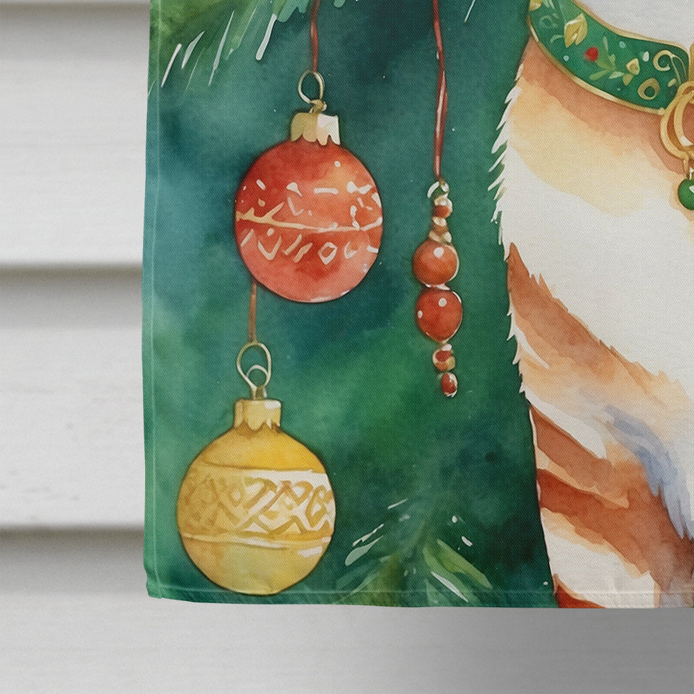 Suphalak Cat By the Christmas Tree House Flag
