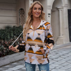 Women's Hooded Sweater Jacket with Fashion Print
