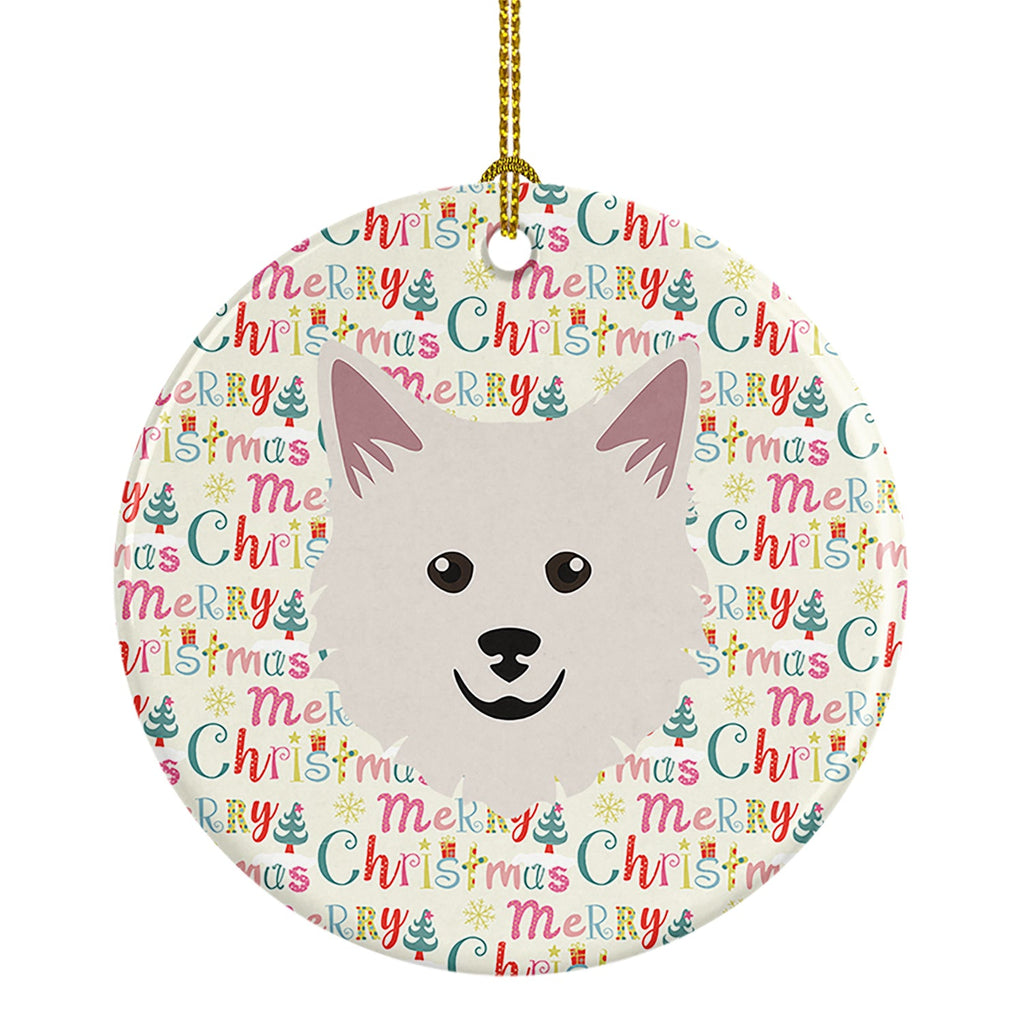 Italian Spitz Merry Christmas Ceramic Ornament