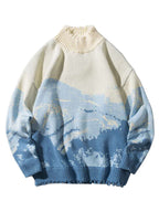Ukiyo-e Jacquard Long Sleeve Sweater