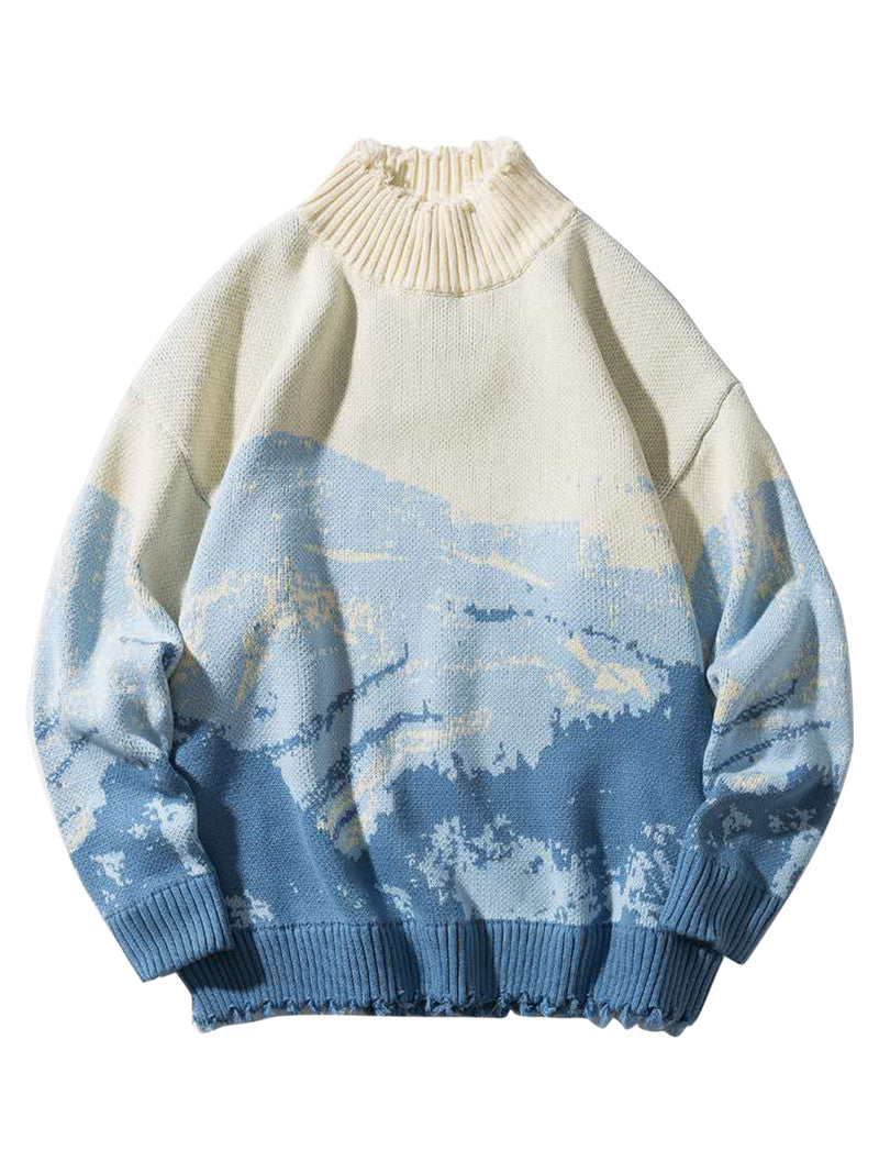Ukiyo-e Jacquard Long Sleeve Sweater