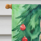 Oregon Rex Cat By the Christmas Tree House Flag