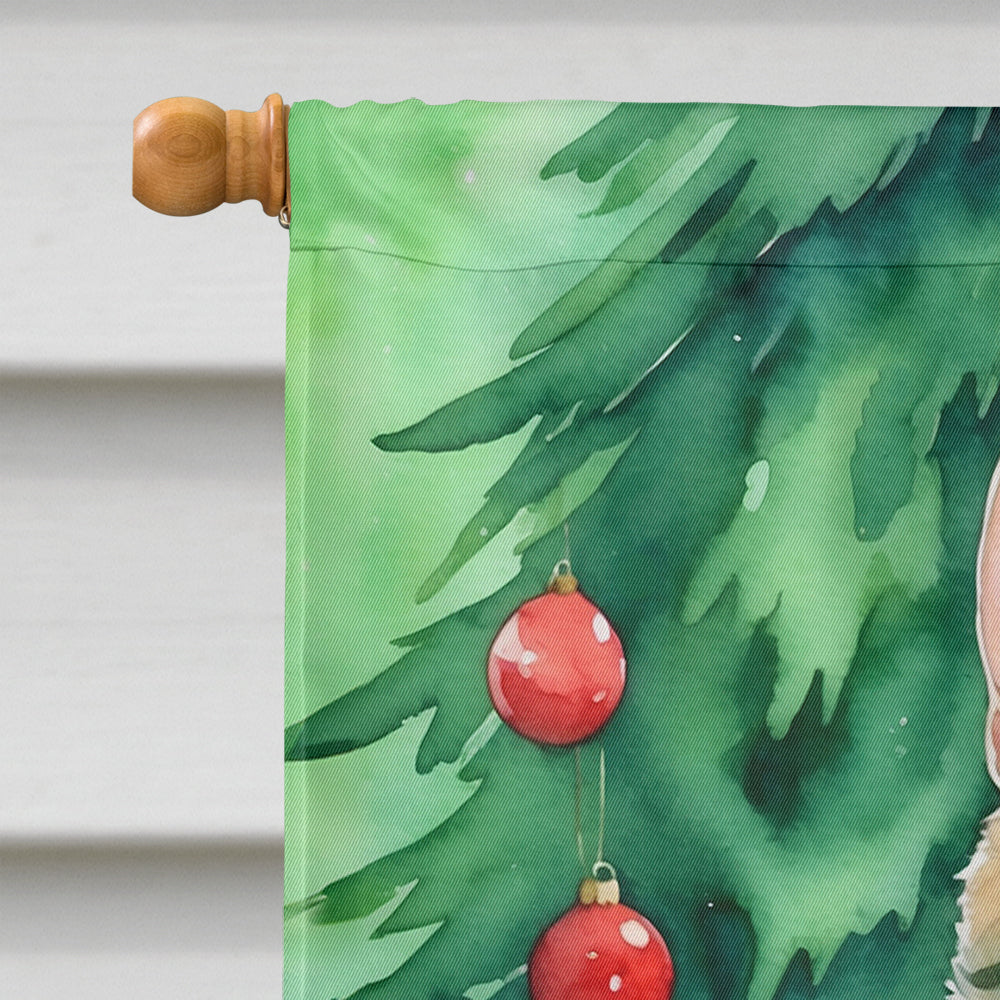 Oregon Rex Cat By the Christmas Tree House Flag