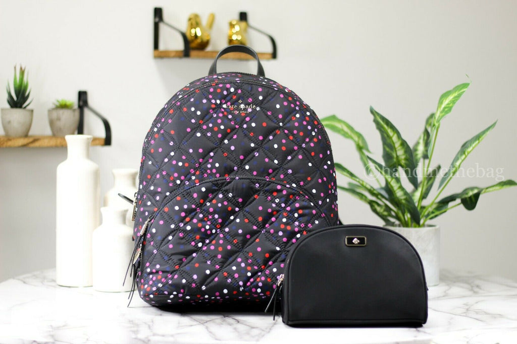 Kate Spade Karissa Large Nylon Quilted Festive Backpack Bundle | Streetwear