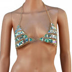 Rhinestone Gem Chain Bra Top