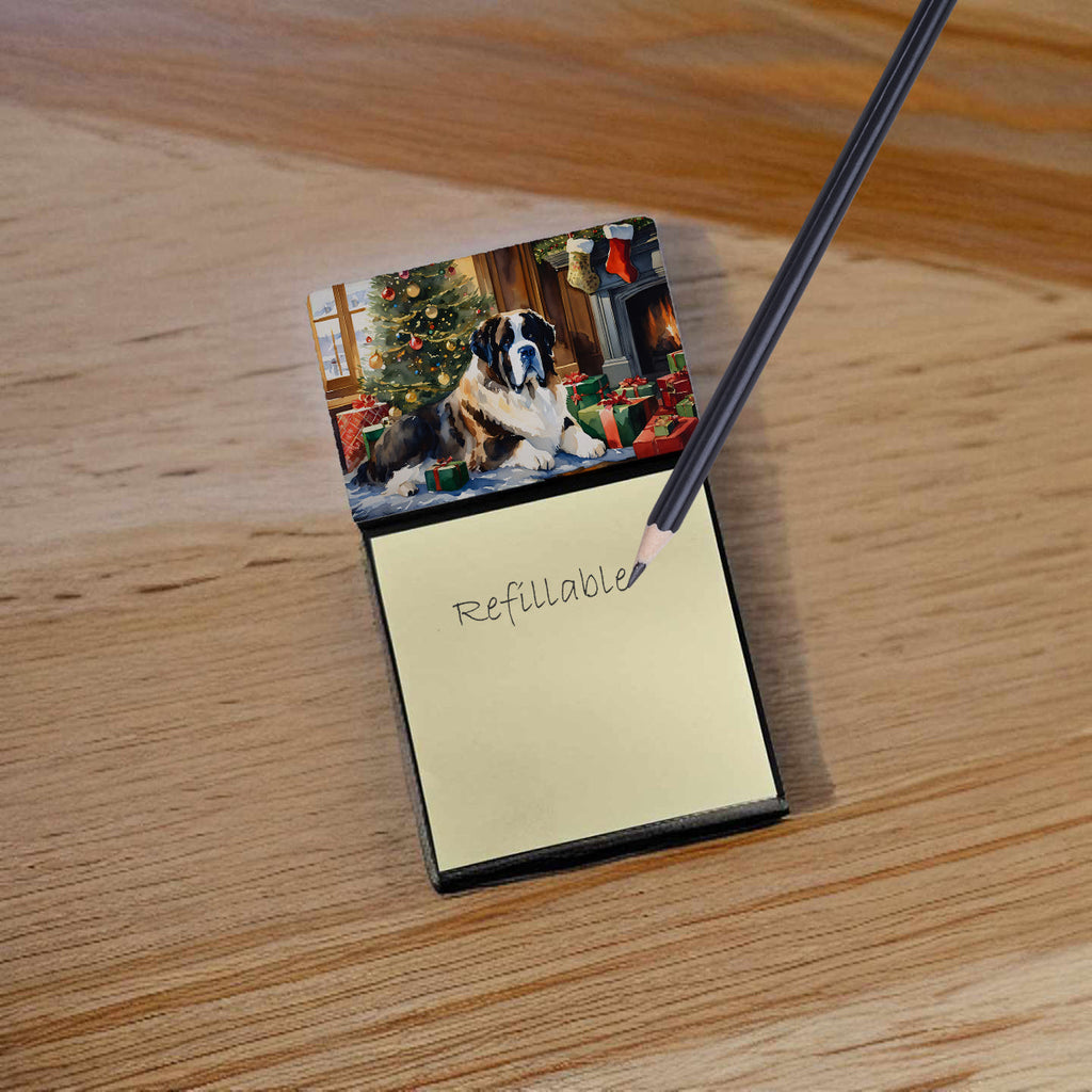 Saint Bernard Cozy Christmas Sticky Note Holder