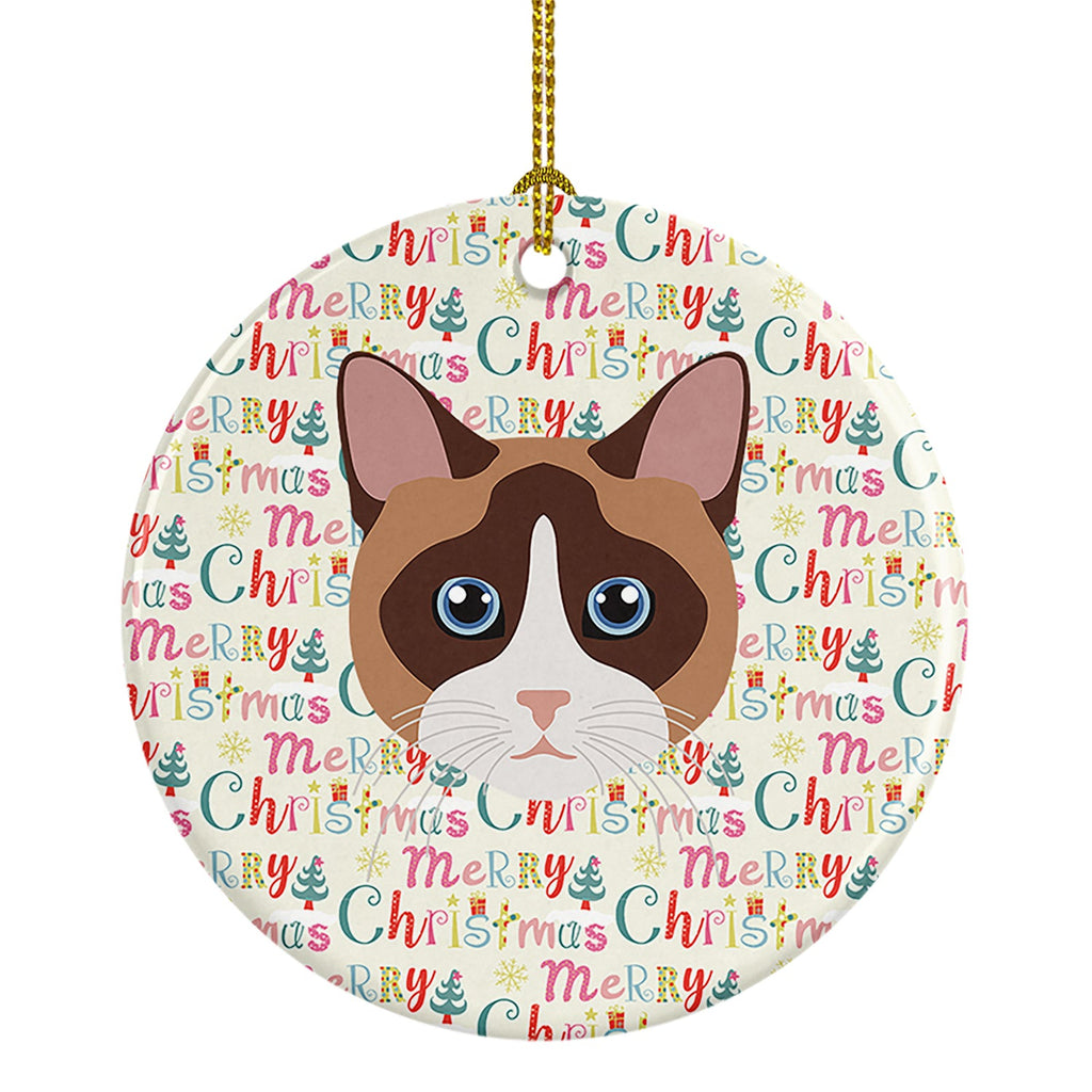 Snowshoe Cat Christmas Ceramic Ornament