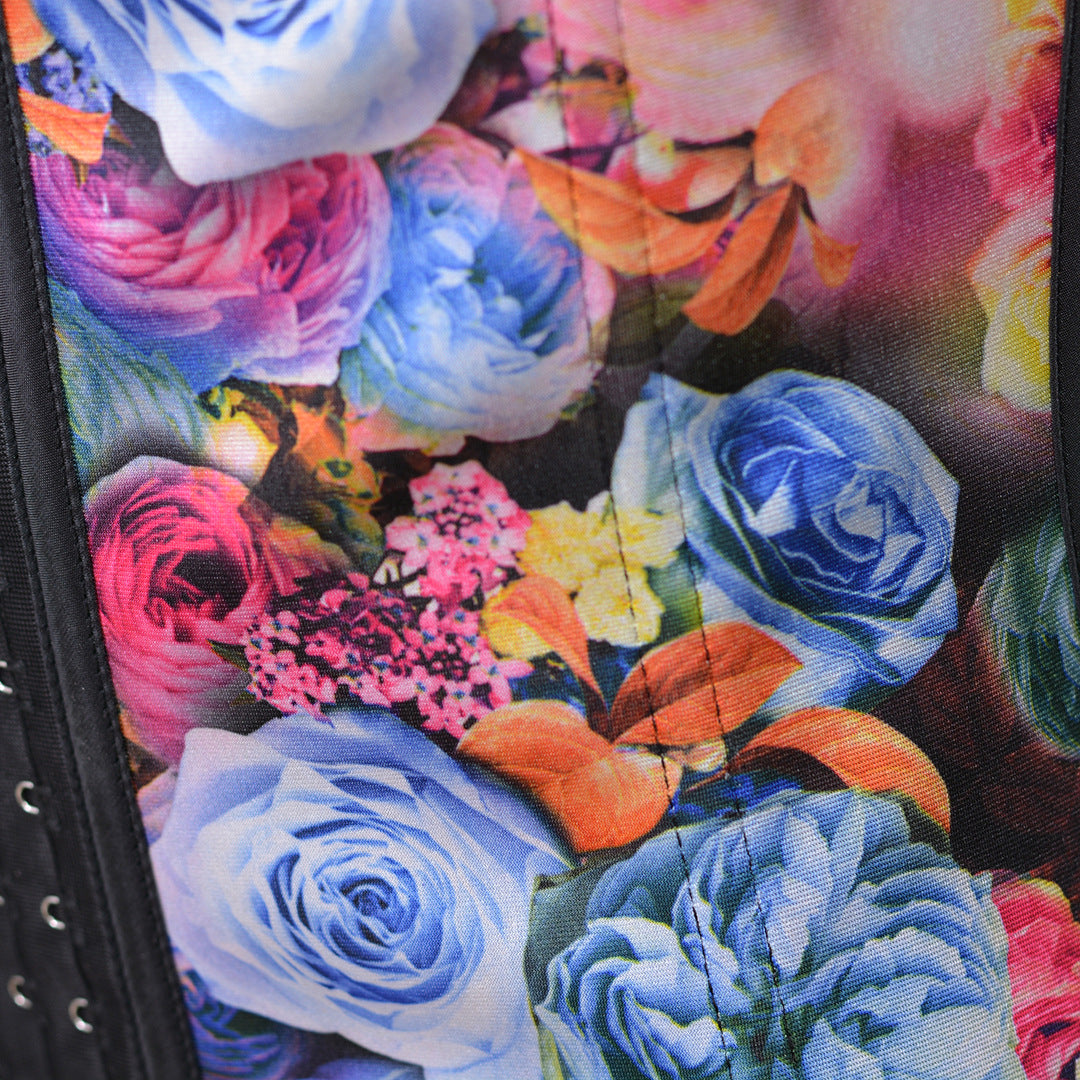Rose Bouquet Latex Corset with 9 Steel Bones Support