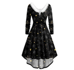 Ladies Christmas Long Sleeve Printed Skirt Dress