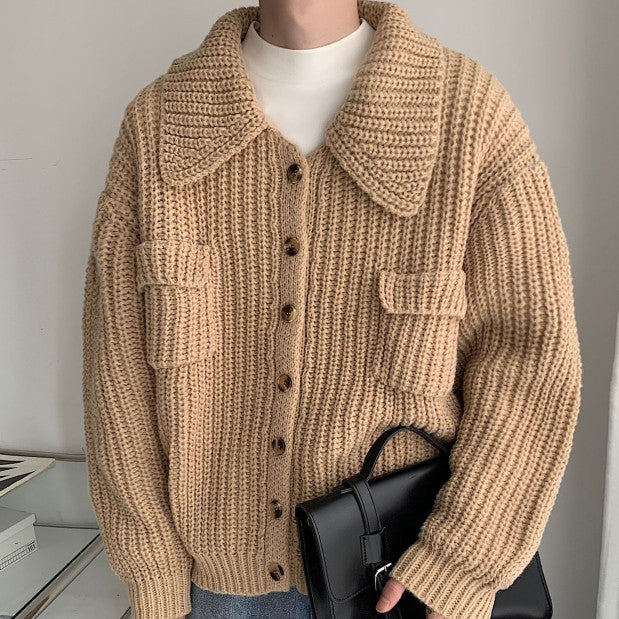 Men's Loose Cardigan Winter Lapel Single-breasted Sweater