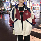 Contrast Embroidery Long Sleeve Jacket with Stand Collar