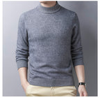 Casual Men's Half High Collar Wool Sweater in Pure Color