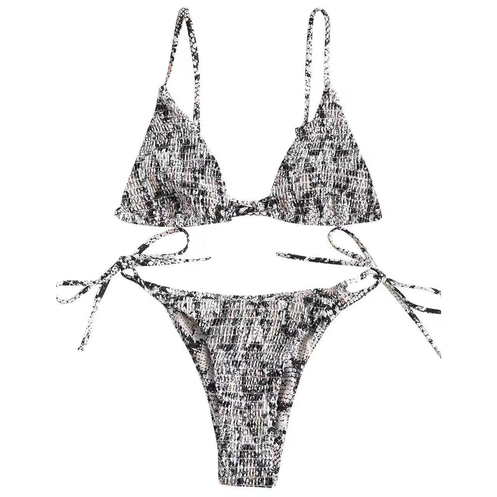 Juntong 2023 New Sexy Ruffled Print Bikini Set
