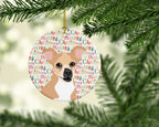 Chihuahua Gold and White Christmas Ceramic Ornament