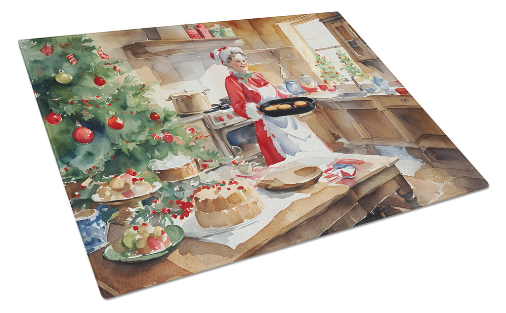 Cookies with Santa Claus Mrs. Claus Glass Cutting Board
