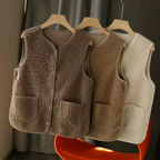 Women's Lambswool Fur Vest - Integrated Lamb Wool Design